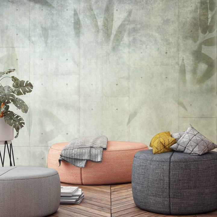 Tapet Premium Updeco, model Olivia (600x280 cm) - peisaj abstract cu frunze, usor de curatat, rezistent la apa, dimensiuni 600 x 280 cm, dublu strat din fibre presate, culori naturale si placute, fasii 50 x 280 cm usor de montat