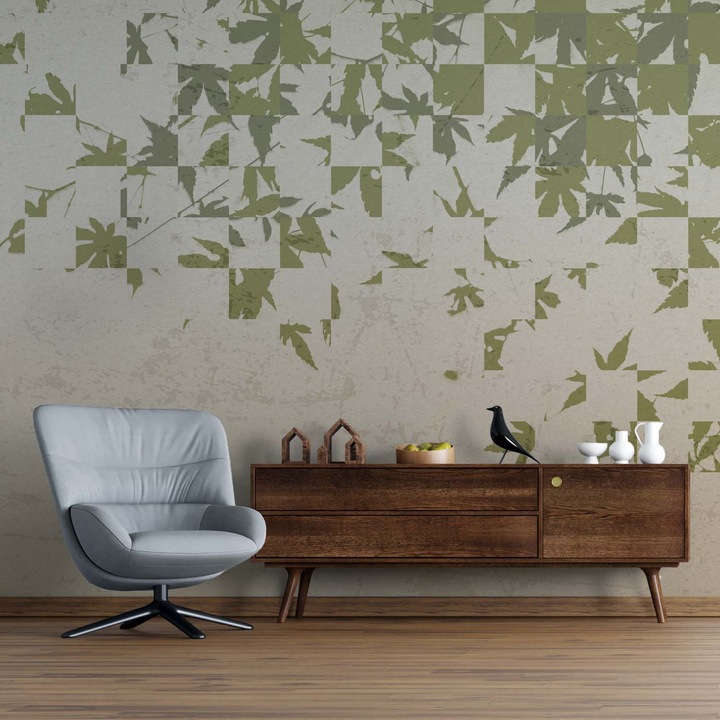 Tapet Premium Updeco, model Maple (600x280 cm) - frunze de artar, usor de curatat, rezistent la apa, dimensiuni 600 x 280 cm, dublu strat din fibre presate, culori naturale si placute, fasii 50 x 280 cm usor de montat