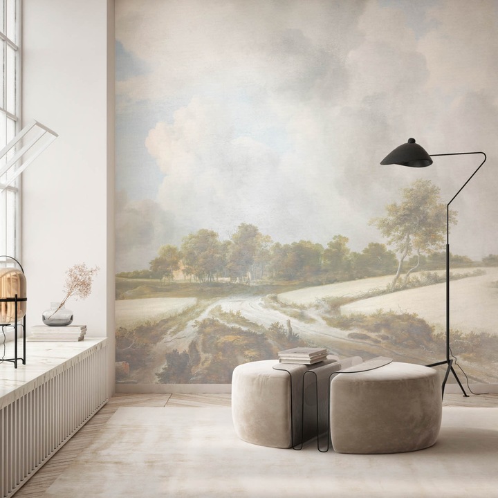 Tapet Premium Updeco, model Plen Air (500x280 cm) - peisaj in aer liber, usor de curatat, rezistent la apa, dimensiuni 500 x 280 cm, dublu strat din fibre presate, culori naturale si placute, fasii 50 x 280 cm usor de montat