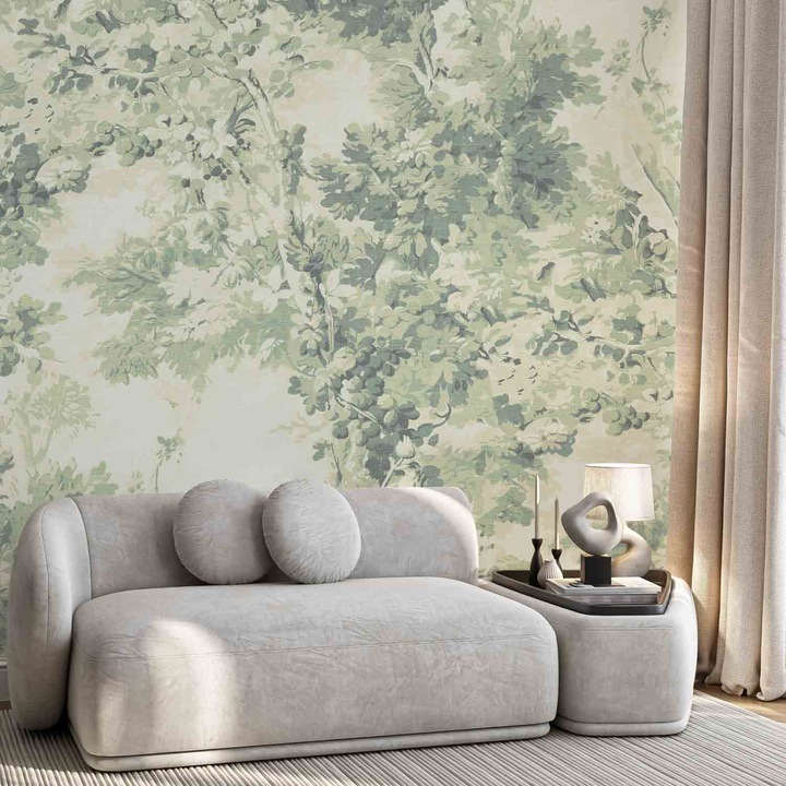 Tapet Premium Updeco, model Tapestry (400x280 cm) - vintage, usor de curatat, rezistent la apa, dimensiuni 400 x 280 cm, dublu strat din fibre presate, culori naturale si placute, fasii 50 x 280 cm usor de montat