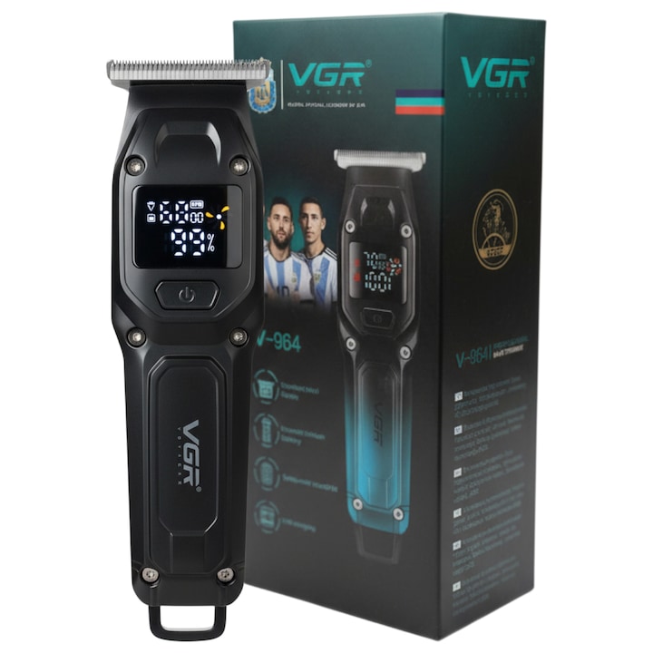 Aparat de tuns MASTPAD, trimmer electric pentru barbă și păr, afisaj digital LCD, încărcare USB