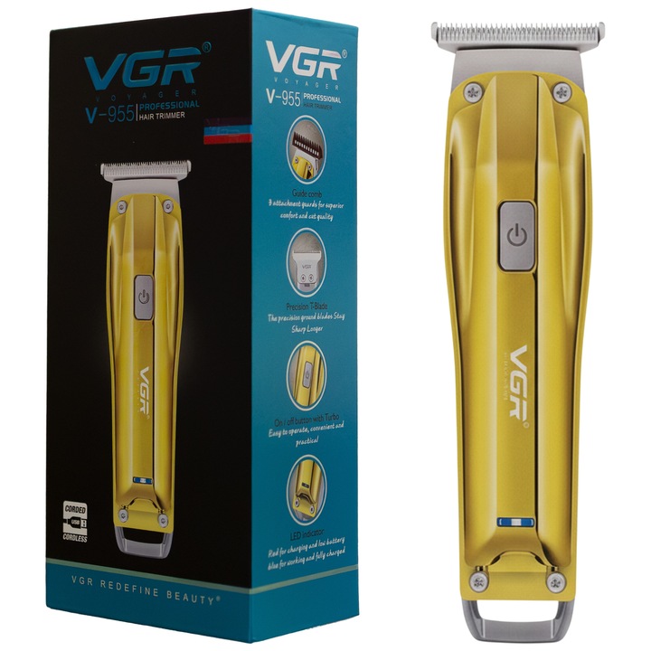 Aparat de tuns MASTPAD, lama din otel inoxidabil, USB, auriu