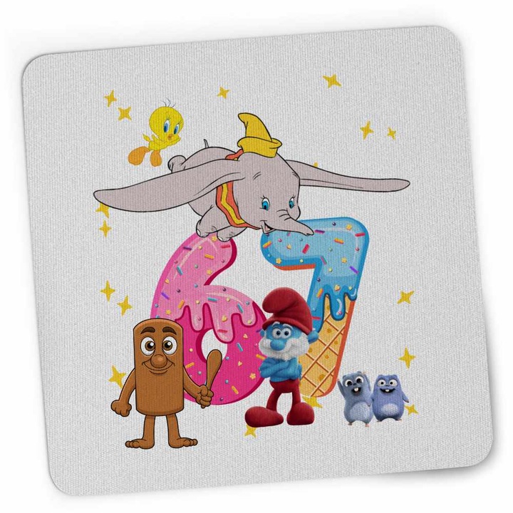 Gaming egérpad Dumbo Six Seven Papa Strumf 67 Sase Sapte, 21x19cm