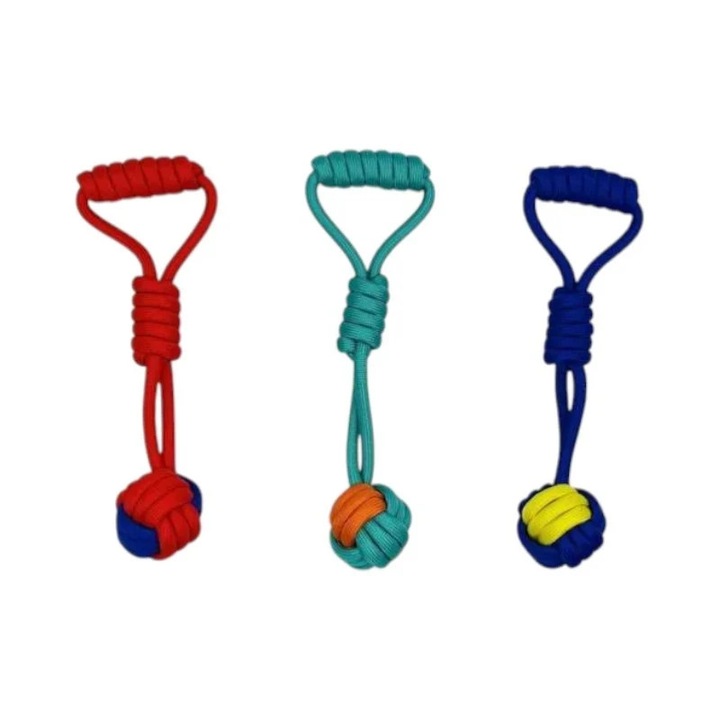 3 db-os kutyakiképző játék szett, labdával és kötéllel