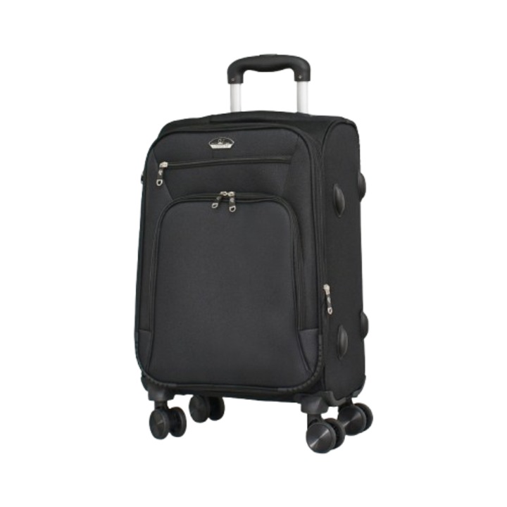 Куфар PERFECT++LINE с разширител 899-120, Текстил, 57/22/37 см, Черен