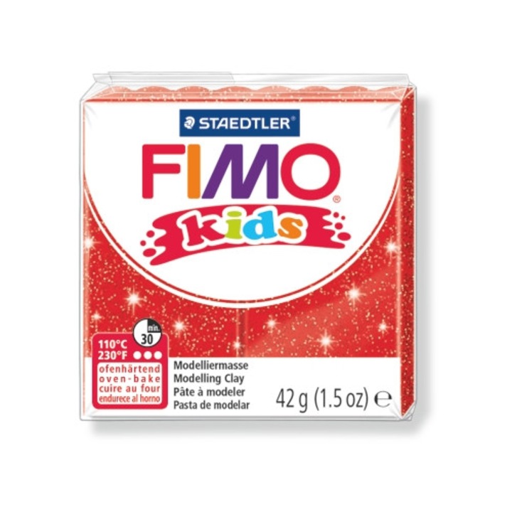 Polimer agyag Gyurma Fimo Kids, 42 g, Csillogó piros 212