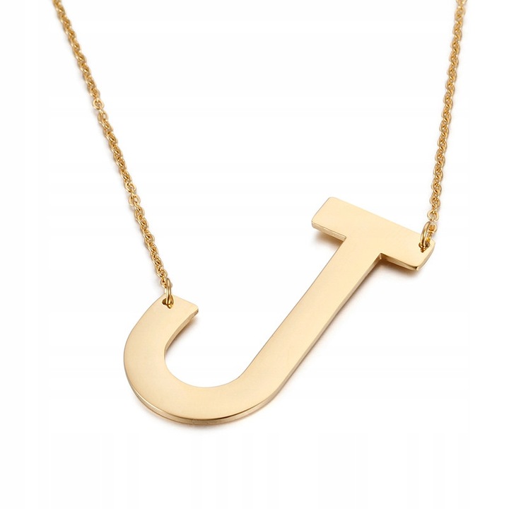Colier aurit cu litera J, Trusky, 50x55cm, inox 18k