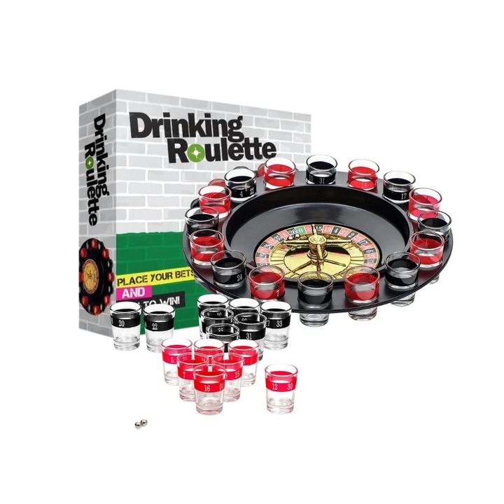 Игра за пиене тип рулетка с шотове, 30см, червено/черно, Dactylion®