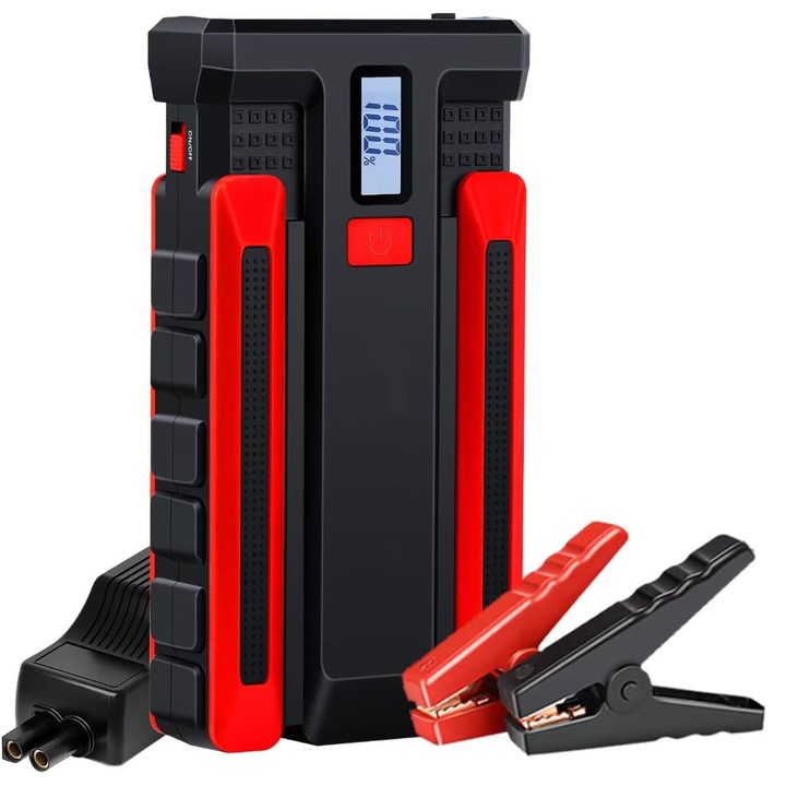 Starter auto Portabil BUANIERT®, Redresor Auto 800A, 12V, 5L pe Benzina si 2L Diesel, 3 moduri de lumina LED, Display digital, Jump Starter Booster, Robot De Pornire Auto