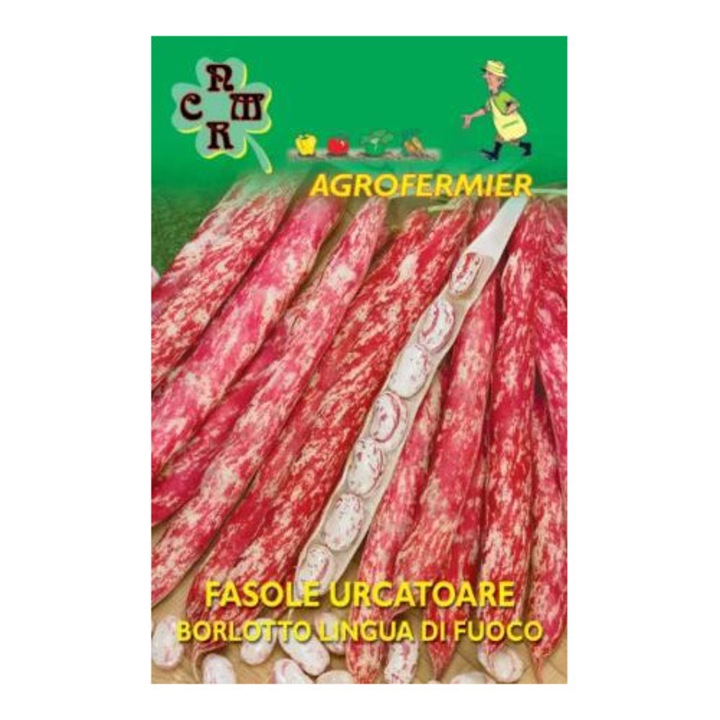 Seminte de fasole urcatoare bob pestrit BORLOTTO LINGUA DI FUOCO, 30g, AgroFermier