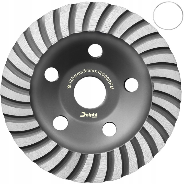 Disc diamantat tip oala pentru slefuire granit si beton, 125 mm, 5 mm, freza