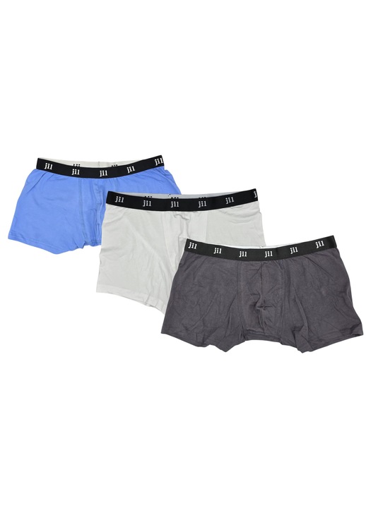 Set 3 Boxeri, Bumbac, Produs Egiptean, Albastru deschis, Alb, Gri, XL