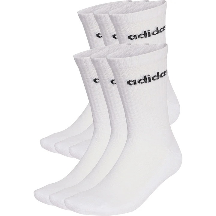 Комплект от 6 чифта чорапи Adidas Linear Crew Cushioned, Бял