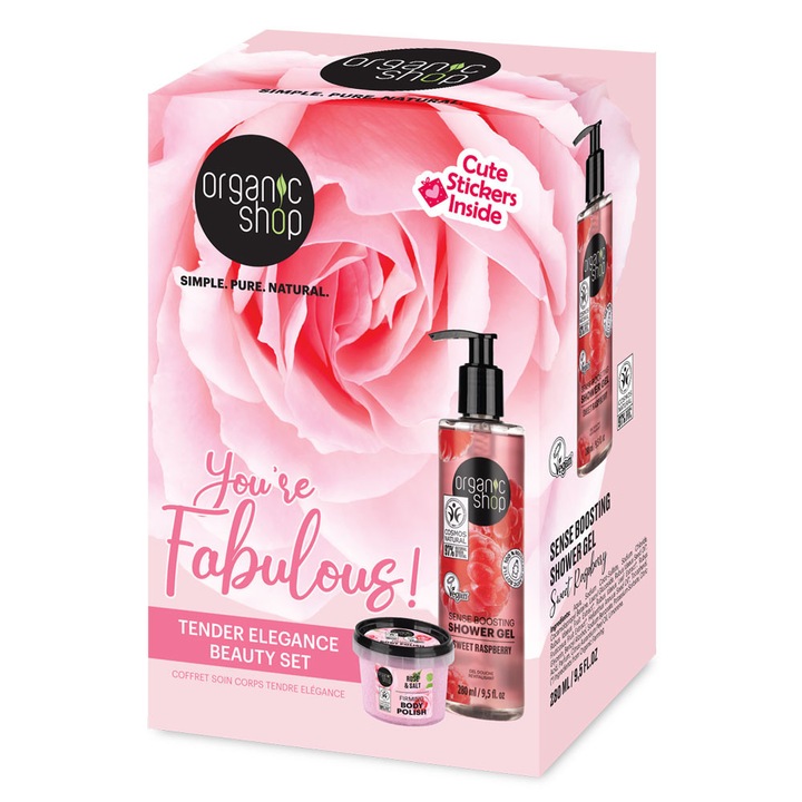 Organic Shop You're Fabulous ajándékszett tusfürdővel és testradírral