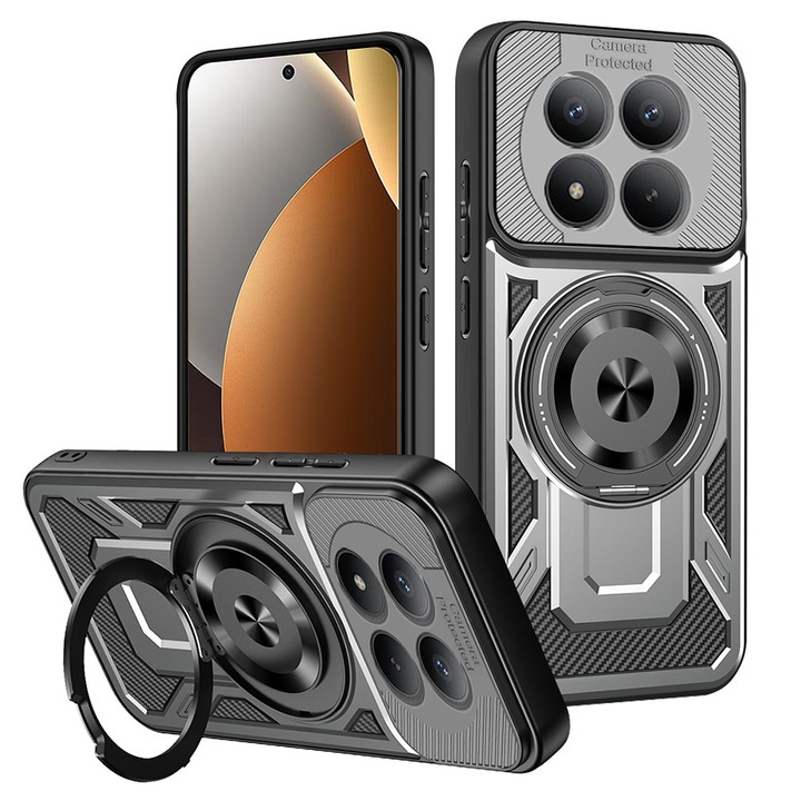 Husă pentru telefon, DaDen RuggedCam, antishock, design modern, gri, pentru Xiaomi Redmi Note 15 Pro 5G