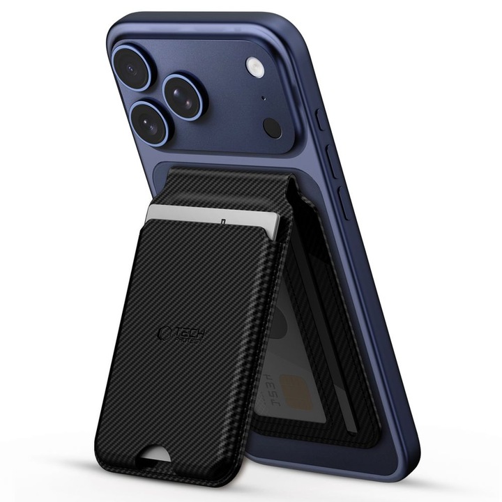 Tech-Protect MagWallet mágneses pénztárca állvánnyal, MagSafe kompatibilis, fekete