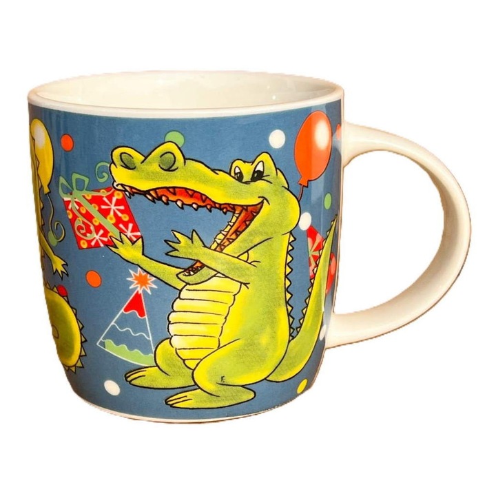 Cana ceramica, Crocodil, Multicolor, 8 x 9 cm