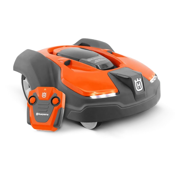 Husqvarna Automower 450X robot fűnyíró játék, 2.4 GHz rádiós távirányító, LED fényszórók, Teljes vezérlés, Beltéri