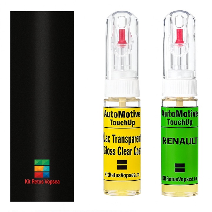 Kit retus vopsea touch-up Renault Symbol R676:90 (Noir), R676:90, 670AE, 676, NEN, NNA, NV676, R100514440, Z20, RESA9138, INDR676:90, RTU676, 95467, 550755