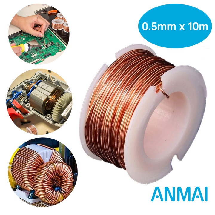 Anmai zománcozott rézhuzal, 0.5 mm vastagság, 10 m, arany színű, hobbi és barkács projektekhez