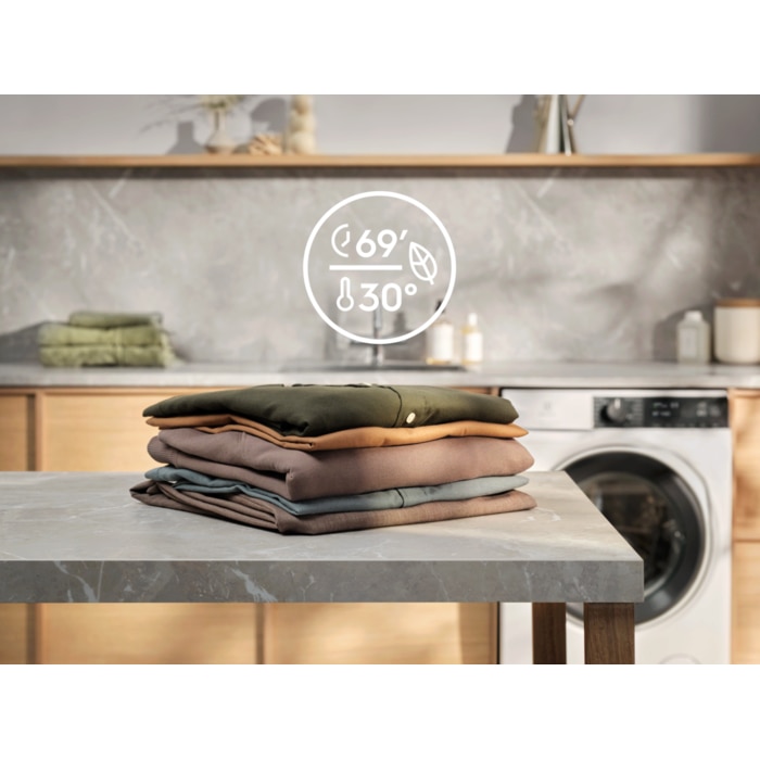 Masina de spalat rufe ELECTROLUX EW7F3494FQE PerfectCare700 Ecoline, 9 kg, 1400 rpm, Clasa A, Wi-Fi, motor Inverter, display LED, SteamCare+ SensiCare, dozator Universal, QuickCare 69', Rapid 20', Abur Improspatare / EasyIron, TimeManager, Alb