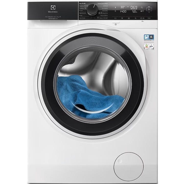 Пералня ELECTROLUX EW8F5417SACE PerfectCare800 Ecoline, 10 кг, 1400 об/мин, Клас A, Wi-Fi, Инверторен мотор, Автоматично дозиране, LED дисплей, SteamCare + SensiCare + UltraCare (Okomix)+SmartSelect, UltraQuick 49', Пара EasyIron, Finnish-In, Бял