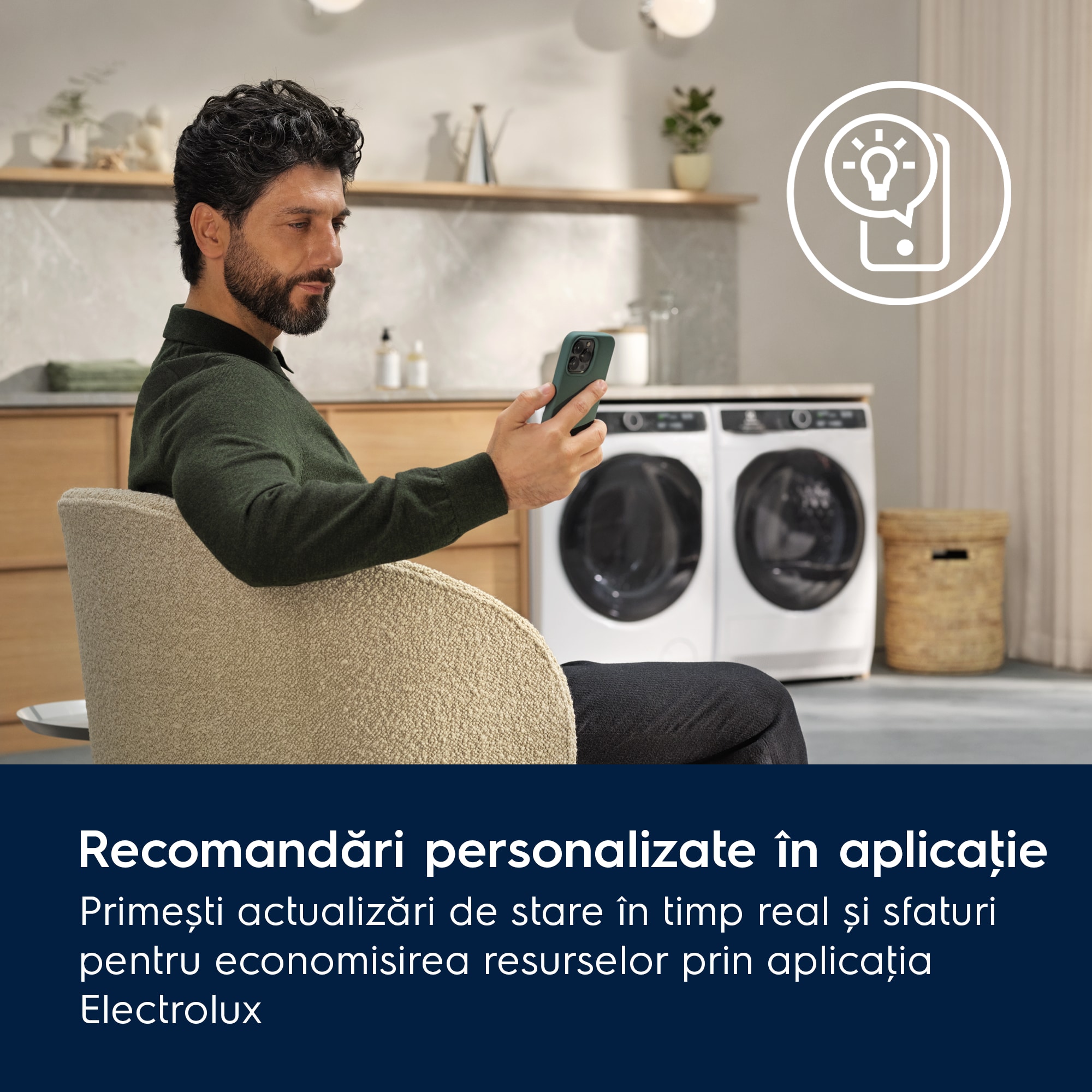Masina de spalat rufe ELECTROLUX EW9F7607WCE PerfectCare800 Ecoline, 11 kg, 1600 rpm, Clasa A, Wi-Fi, motor Inverter, display TFT, ColourCare+SteamCare + SensiCare+SmartSelect, UltraQuick 39', Rapid 20', TimeManager, Abur EasyIron, Alb
