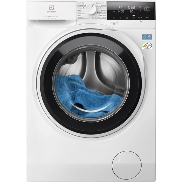 Masina de spalat rufe ELECTROLUX EW7F3614SUE PerfectCare700 Ecoline, 10 kg, 1600 rpm, Clasa A, motor Inverter, display LED, SteamCare + SensiCare, dozator Universal, QuickCare 69',