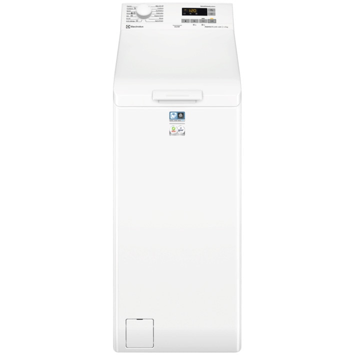 Masina de spalat rufe cu incarcare verticala ELECTROLUX EW6T5271E PerfectCare600, 7 kg, 1200 rpm, Clasa B, motor Inverter, SensiCare, Rapid 14min,Antialergic cu Abur, Sport,Outdoor, Denim, TimeSave, Silent, Adancime totala 60 cm, alb