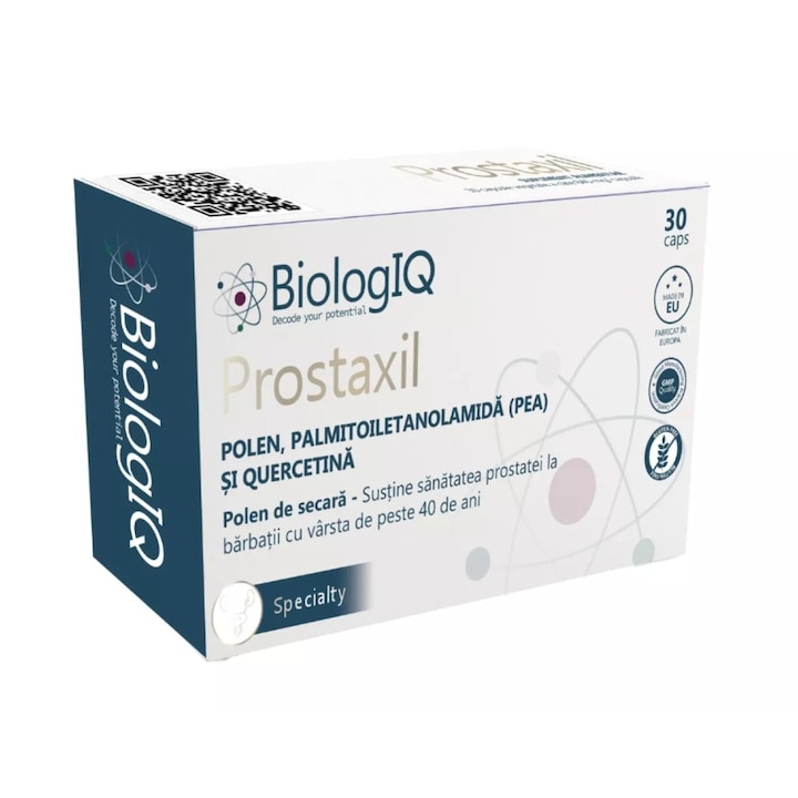 Prostaxil – Supliment pentru Prostata, cu Polen, PEA si Quercetina 95%, BiologiQ, Sanatatea Prostatei & Confort Urinar, 30 Capsule Vegetale
