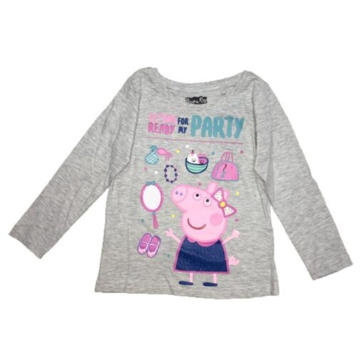 Bluza fetite, Peppa Pig, Party, gri, 116 cm