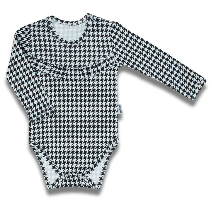 Body din bumbac pentru fete maneca lunga, NICOL, alb, Alb