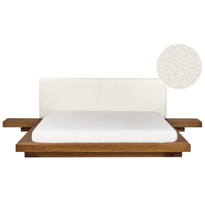 Pat cu apă Beliani Boucle Zen, 180x200 cm, frasin natural, stil japonez, maro deschis, set complet