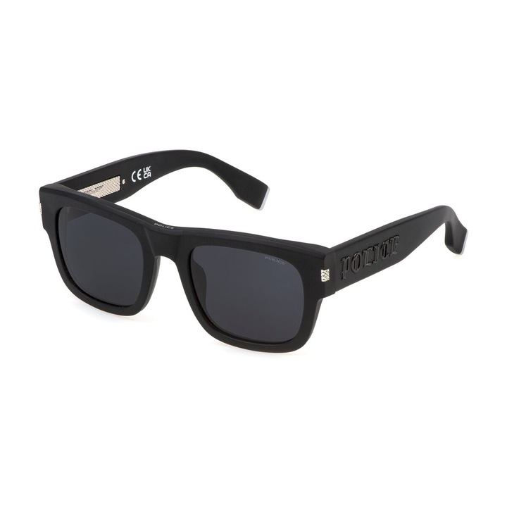 Ochelari de soare barbati Police, lentile gri 54mm, rama neagra, UV400, brate 145mm