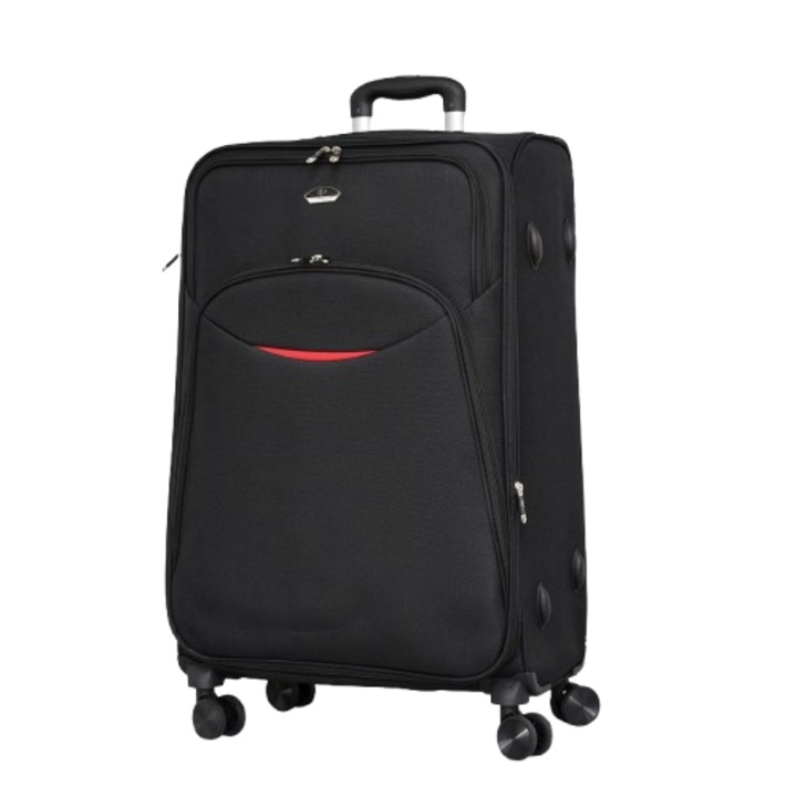 Куфар PERFECT++LINE с разширител 013-128, Текстил, 77/30/49 см, Черен