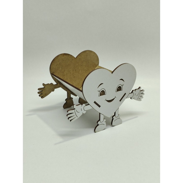 Cos Mic pentru Flori / Bomboane, Model Inima Zambitoare Ochi Deschisi