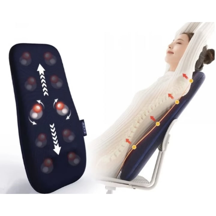Perna Masaj Multifunctionala, Ortosan®, Perna Masaj Pentru Spate Gat Si Zona Lombara, Sistem Cu Capete Rotative Bidirectionale Pe Sina, Functie Incalzire Pentru Relaxare Musculara, Masaj Profund Antistres, Design Ergonomic Pentru Acasa Sau Birou