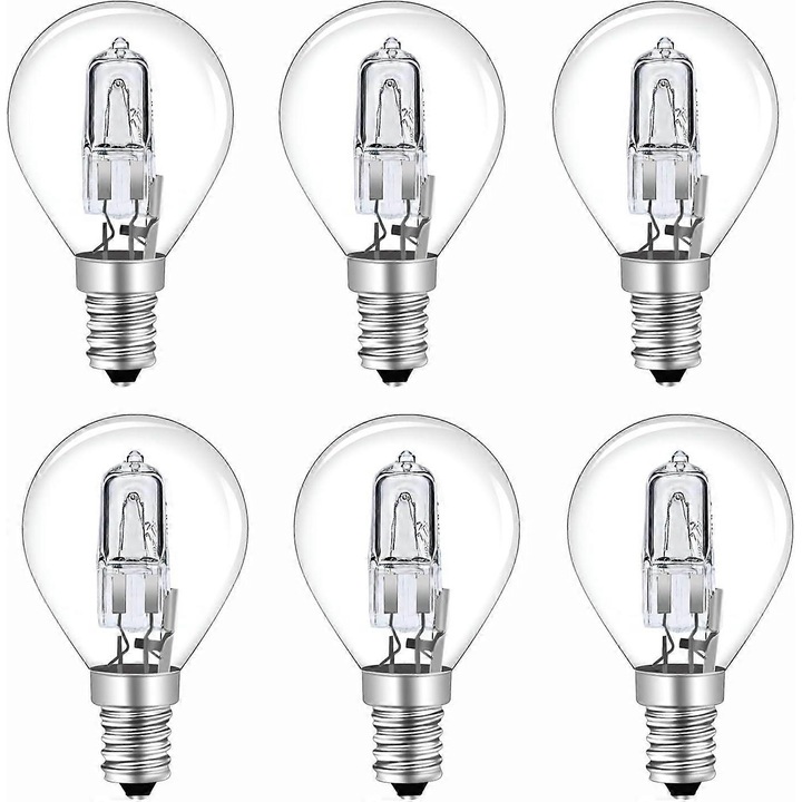 Set de 6 becuri halogen G45 E14 28W dimabile alb cald 2700K 230V 370LM