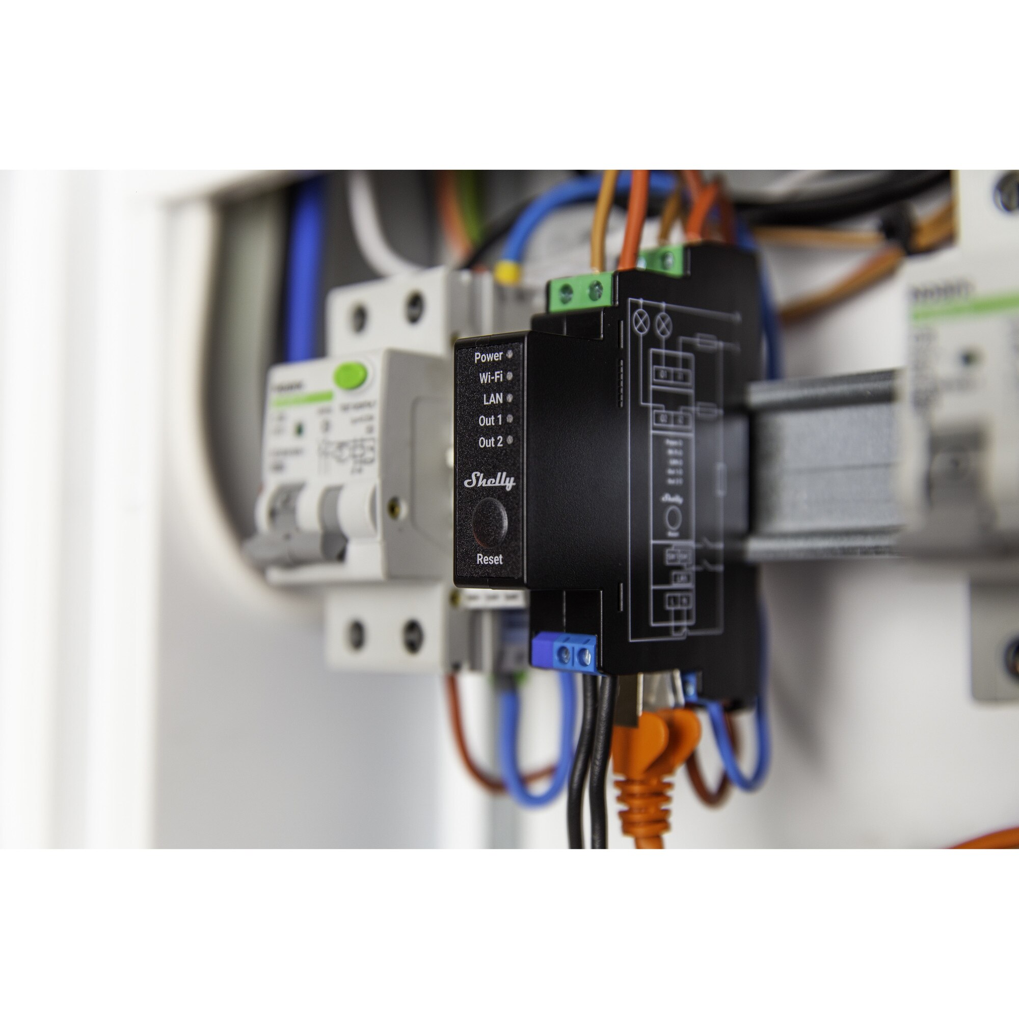 Releu Profesional Shelly Wave Pro 2PM LR, 2 Canale, Montaj pe Sina DIN ...