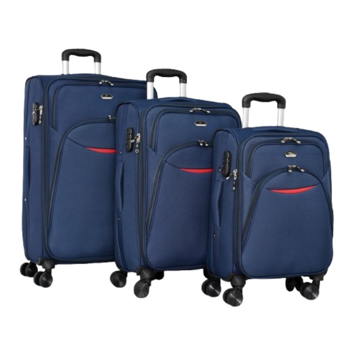 Set Trolere PERFECT++LINE cu extindere 013-2, Textil, 77/30/49 cm, Albastre, 3 bucăți