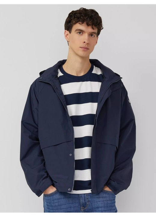 s.Oliver, Jacheta din nailon cu guler ridicat si gluga, Bleumarin inchis