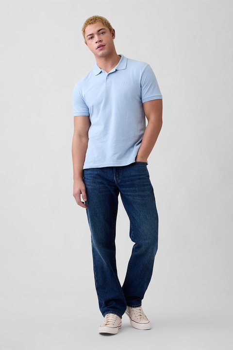 GAP, Tricou polo cu logo discret, Albastru pastel