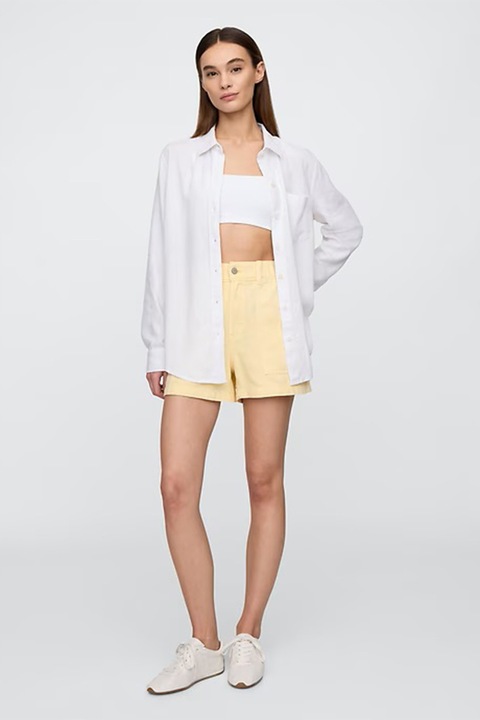 GAP, Camasa uni din amestec de in, Alb optic