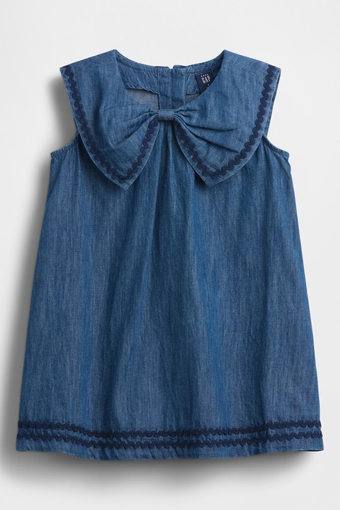 GAP, Rochie din material chambray cu detaliu funda, Albastru paun