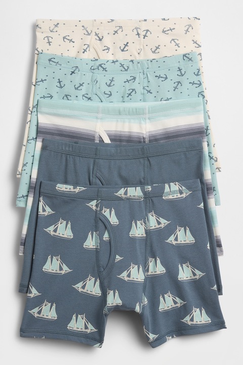 GAP, Set de boxeri din amestec de bumbac - 5 perechi, Bej/Gri cenusiu/Gri inchis