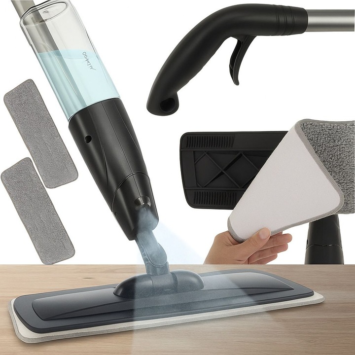 Mop cu Pulverizator si Rezervor 600ml, Laveta Microfibra Reutilizabila