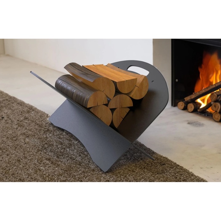Suport pentru lemne de foc rotunjit culisant