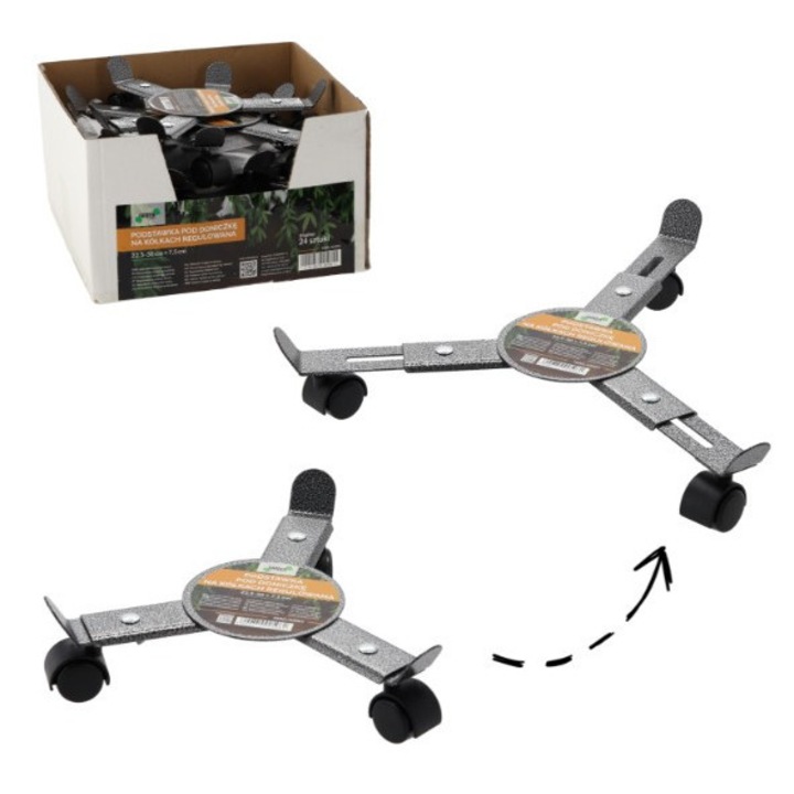 Suport ghiveci flori cu roți - 22,5-30 CM x H 7,5 CM