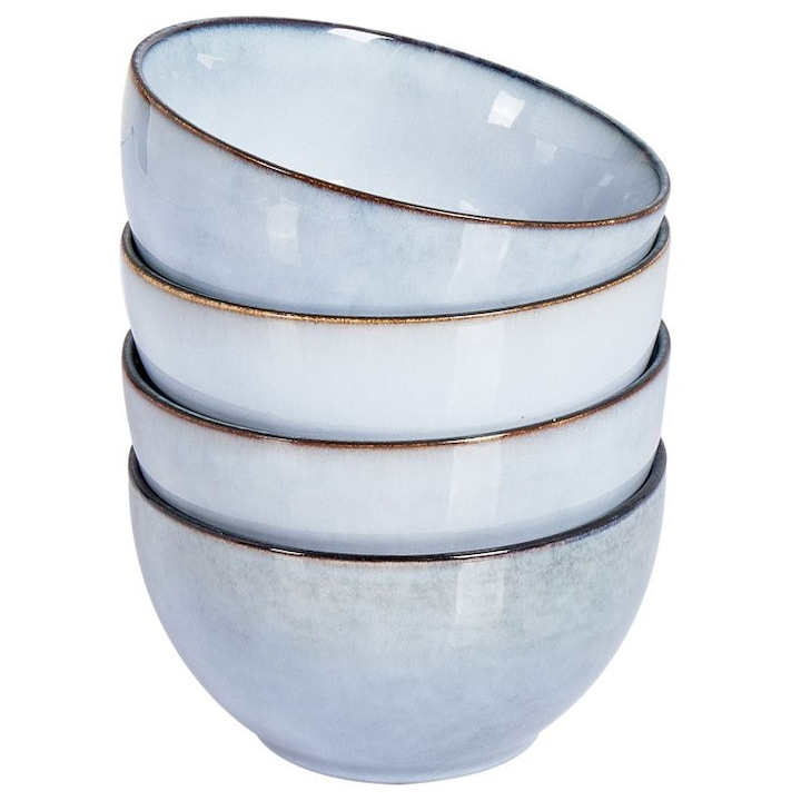 Set de 4 boluri Juniper Gresie de portelan Albastru deschis