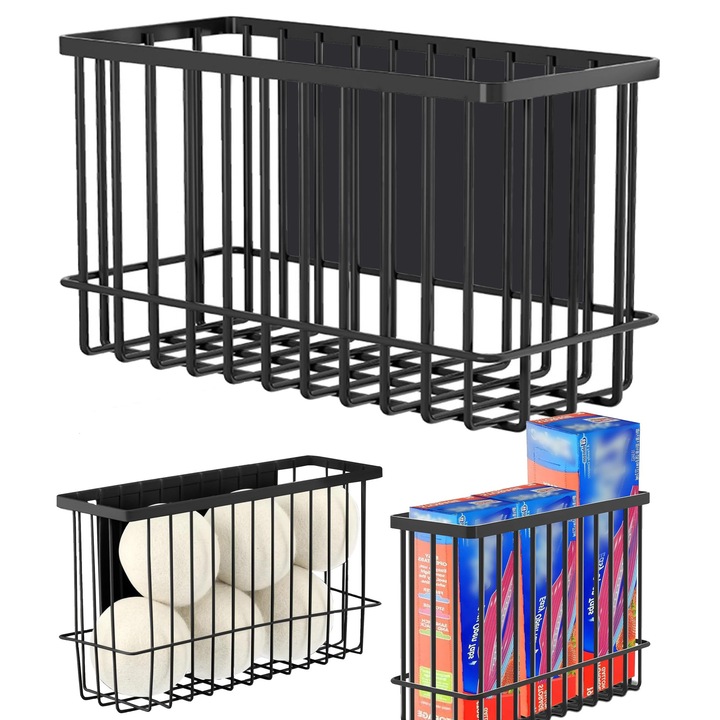 Cos magnetic pentru frigider, 10.25x3.6x6 inch, inox, capacitate 6.5 kg, set pentru birou si acasa